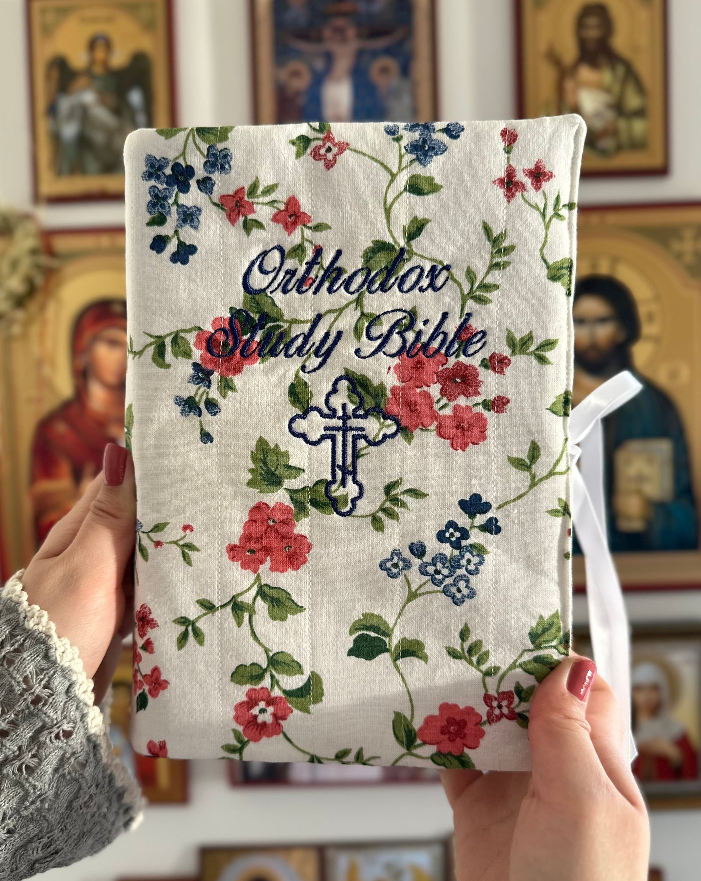 "Byzantine Blossoms" - Quilted Orthodox Bible Cover